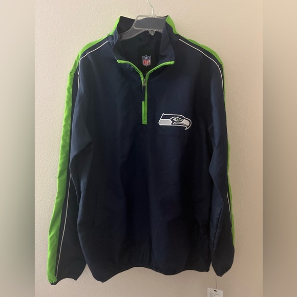 NWT NFL Team Apparel 1/4 Zip Seattle Seahawks Windbreaker Medium - Picture 1 of 12